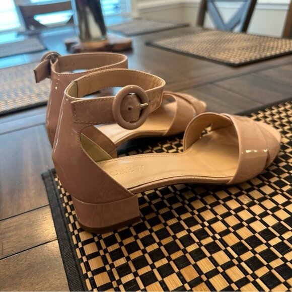 J. Crew Pink Blush Cross-Strap Patent Leather Sandals Women’s Size 6.5 - Picture 6 of 13